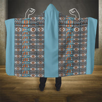 African Ndebele Traditional Attire Hooded Blanket Blue Ndebele Stripe