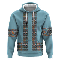 African Ndebele Traditional Attire Hoodie Blue Ndebele Stripe
