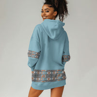 African Ndebele Traditional Attire Hoodie Dress Blue Ndebele Stripe