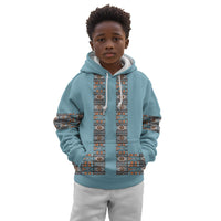 African Ndebele Traditional Attire Kid Hoodie Blue Ndebele Stripe