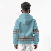 African Ndebele Traditional Attire Kid Hoodie Blue Ndebele Stripe