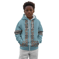 African Ndebele Traditional Attire Kid Hoodie Blue Ndebele Stripe