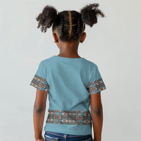 African Ndebele Traditional Attire Kid T shirt Blue Ndebele Stripe