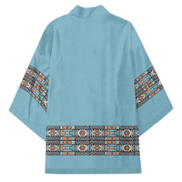 African Ndebele Traditional Attire Kimono Blue Ndebele Stripe