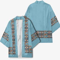African Ndebele Traditional Attire Kimono Blue Ndebele Stripe