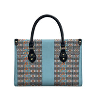 African Ndebele Traditional Attire Leather Bag Blue Ndebele Stripe