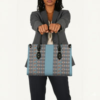 African Ndebele Traditional Attire Leather Bag Blue Ndebele Stripe