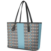 African Ndebele Traditional Attire Leather Tote Bag Blue Ndebele Stripe