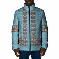African Ndebele Traditional Attire Padded Jacket Blue Ndebele Stripe