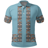 African Ndebele Traditional Attire Polo Shirt Blue Ndebele Stripe
