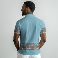African Ndebele Traditional Attire Polo Shirt Blue Ndebele Stripe