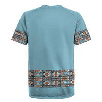 African Ndebele Traditional Attire Rugby Jersey Blue Ndebele Stripe