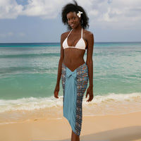 African Ndebele Traditional Attire Sarong Blue Ndebele Stripe