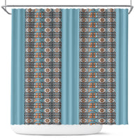 African Ndebele Traditional Attire Shower Curtain Blue Ndebele Stripe