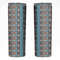African Ndebele Traditional Attire Skinny Tumbler Blue Ndebele Stripe