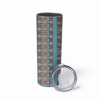 African Ndebele Traditional Attire Skinny Tumbler Blue Ndebele Stripe