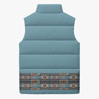 African Ndebele Traditional Attire Sleeveless Puffer Jacket Blue Ndebele Stripe