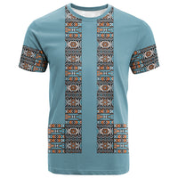 African Ndebele Traditional Attire T shirt Blue Ndebele Stripe