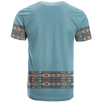 African Ndebele Traditional Attire T shirt Blue Ndebele Stripe