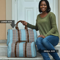 African Ndebele Traditional Attire Travel Bag Blue Ndebele Stripe
