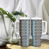 African Ndebele Traditional Attire Tumbler With Handle Blue Ndebele Stripe