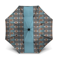 African Ndebele Traditional Attire Umbrella Blue Ndebele Stripe