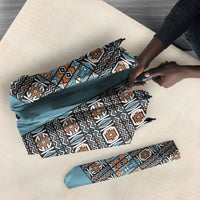 African Ndebele Traditional Attire Umbrella Blue Ndebele Stripe
