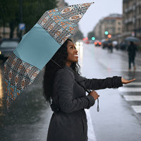 African Ndebele Traditional Attire Umbrella Blue Ndebele Stripe