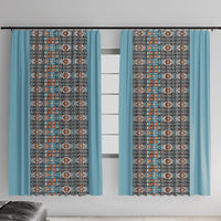 African Ndebele Traditional Attire Window Curtain Blue Ndebele Stripe