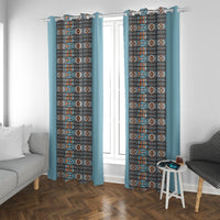 African Ndebele Traditional Attire Window Curtain Blue Ndebele Stripe