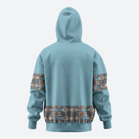 African Ndebele Traditional Attire Zip Hoodie Blue Ndebele Stripe