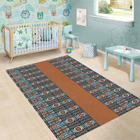 African Ndebele Traditional Attire Area Rug Brown Ndebele Stripe