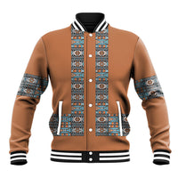 African Ndebele Traditional Attire Baseball Jacket Brown Ndebele Stripe