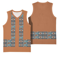 African Ndebele Traditional Attire Basketball Jersey Brown Ndebele Stripe