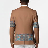 African Ndebele Traditional Attire Blazer Brown Ndebele Stripe