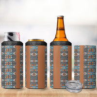 African Ndebele Traditional Attire 4 in 1 Can Cooler Tumbler Brown Ndebele Stripe