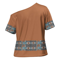African Ndebele Traditional Attire Cross Shoulder Shirt Brown Ndebele Stripe
