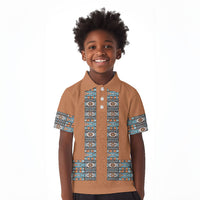 African Ndebele Traditional Attire Kid Polo Shirt Brown Ndebele Stripe