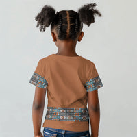 African Ndebele Traditional Attire Kid T shirt Brown Ndebele Stripe