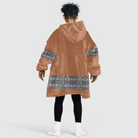 African Ndebele Traditional Attire Kid Wearable Blanket Hoodie Brown Ndebele Stripe