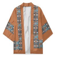 African Ndebele Traditional Attire Kimono Brown Ndebele Stripe