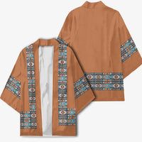 African Ndebele Traditional Attire Kimono Brown Ndebele Stripe