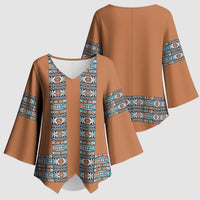 African Ndebele Traditional Attire Kimono Sleeve Blouse Brown Ndebele Stripe
