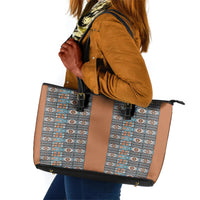 African Ndebele Traditional Attire Leather Tote Bag Brown Ndebele Stripe