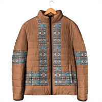 African Ndebele Traditional Attire Padded Jacket Brown Ndebele Stripe