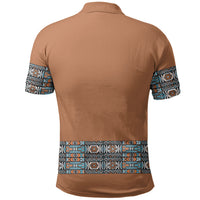 African Ndebele Traditional Attire Polo Shirt Brown Ndebele Stripe