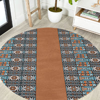 African Ndebele Traditional Attire Round Carpet Brown Ndebele Stripe