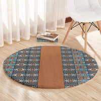 African Ndebele Traditional Attire Round Carpet Brown Ndebele Stripe