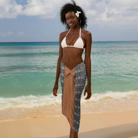 African Ndebele Traditional Attire Sarong Brown Ndebele Stripe