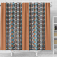 African Ndebele Traditional Attire Shower Curtain Brown Ndebele Stripe